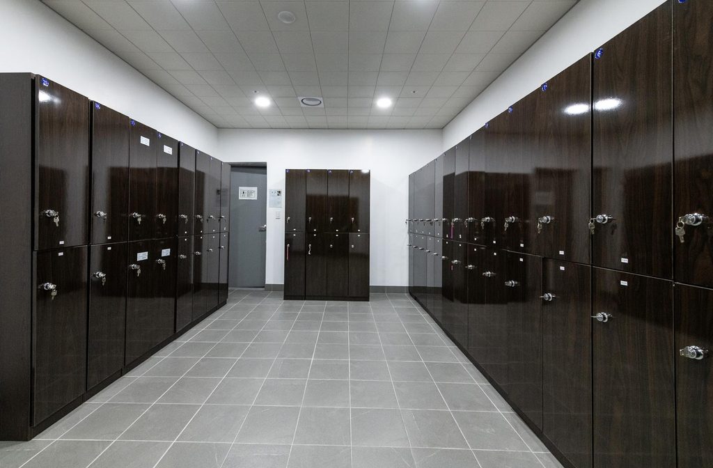 Employee changing room and personal lockers within the Samsam Mulsan seafood processing plant